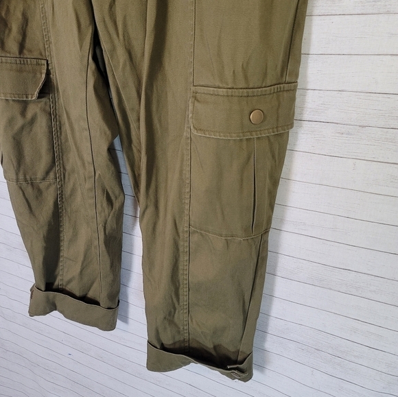 KNOX ROSE CUFFED OLIVE GREEN CARGO PANTS W ELASTIC WAIST BAND, SZ MEDIUM - Picture 6 of 16